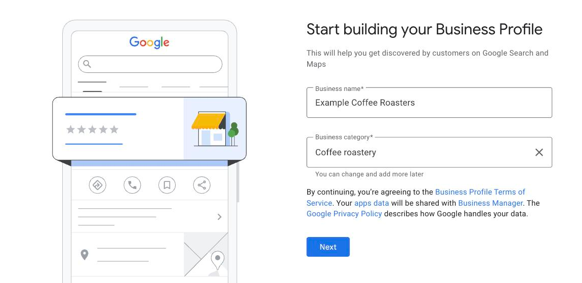 Choosing a primary business category in Google Business Profile setup