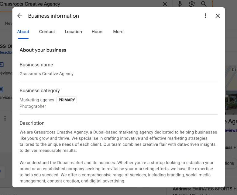The Edit profile screen on Google Search for a verified Business Profile